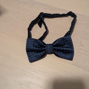 Navy Blue Bow Tie with Green Dots